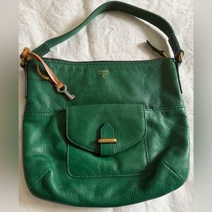 Fossil Emerald Green Leather Hobo with Front Pocket